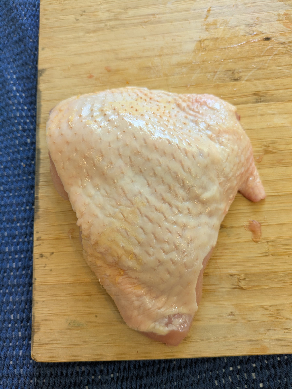 Corn free, soy free, pasture raised chicken thigh grown in Virgin, Utah.