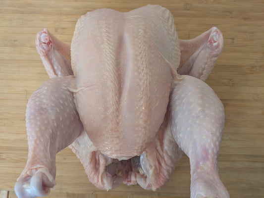 Corn free, soy free, pasture raised chicken with skin on. Raised and butchered in Southern Utah